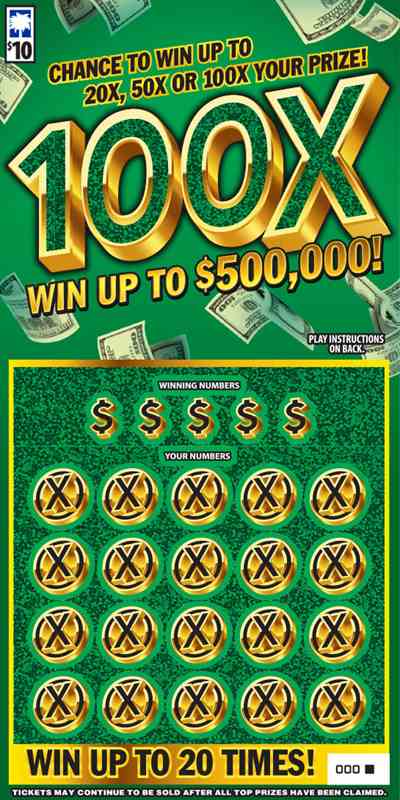 100X scratchcard - game number #1603 - front