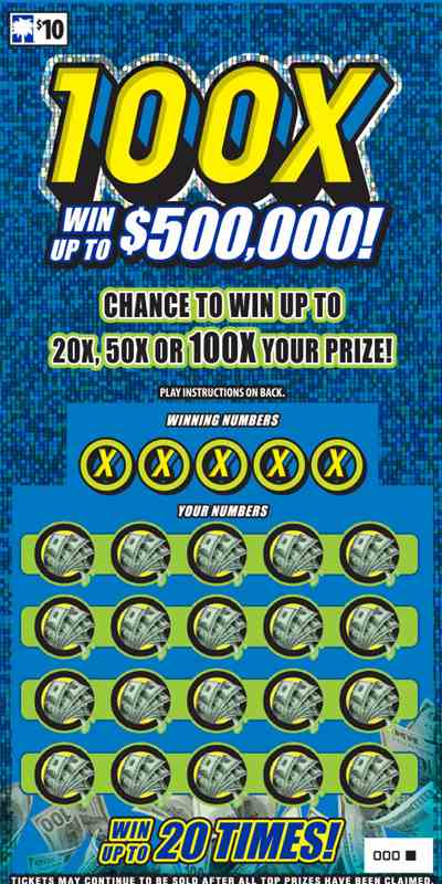 100X scratchcard - game number #1664 - front