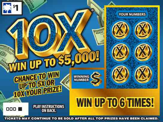 10X scratchcard - game number #1600 - front