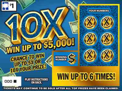 10X scratchcard - game number #1600 - front