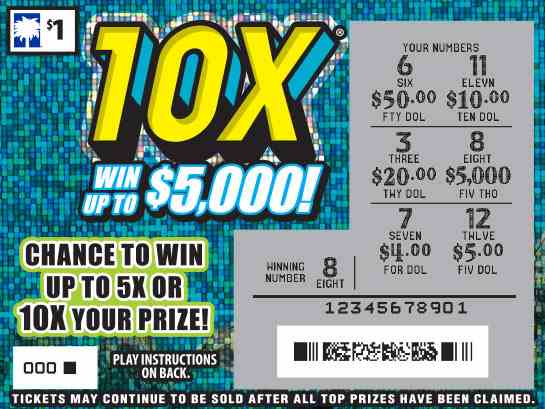 10X scratchcard - game number #1661 - front-scratched