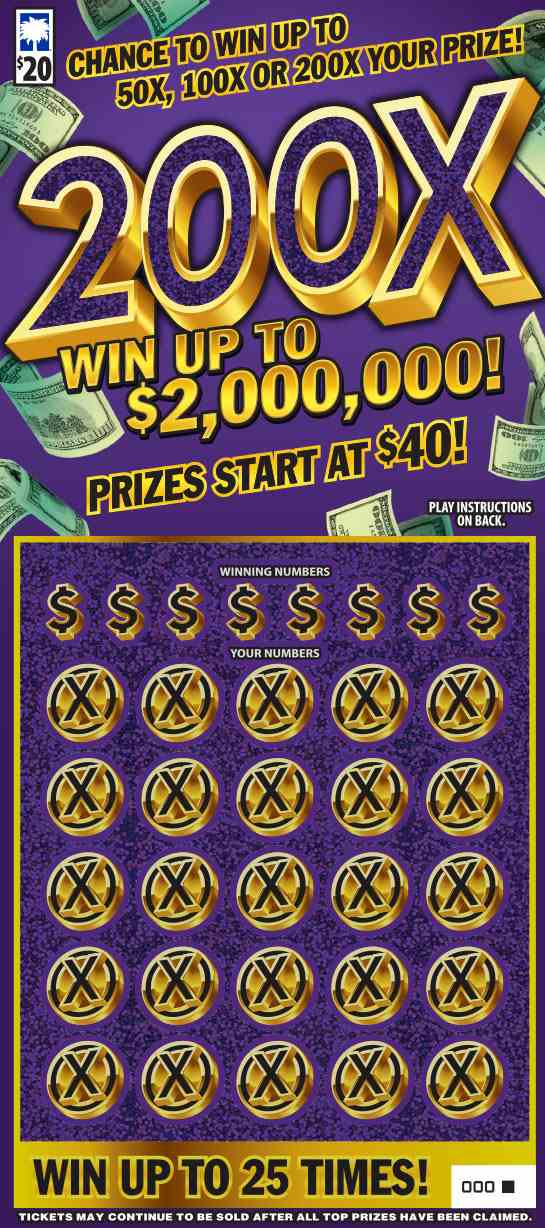 200X scratchcard - game number #1604 - front