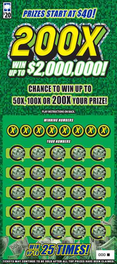 200X scratchcard - game number #1665 - front