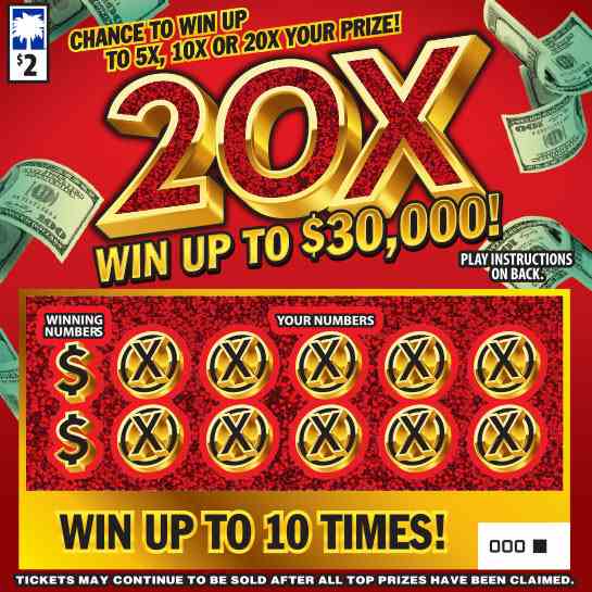 20X scratchcard - game number #1601 - front