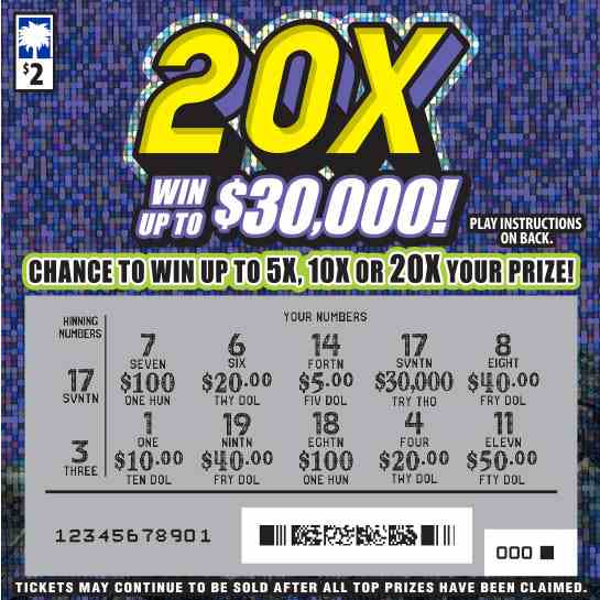 20X scratchcard - game number #1662 - front-scratched