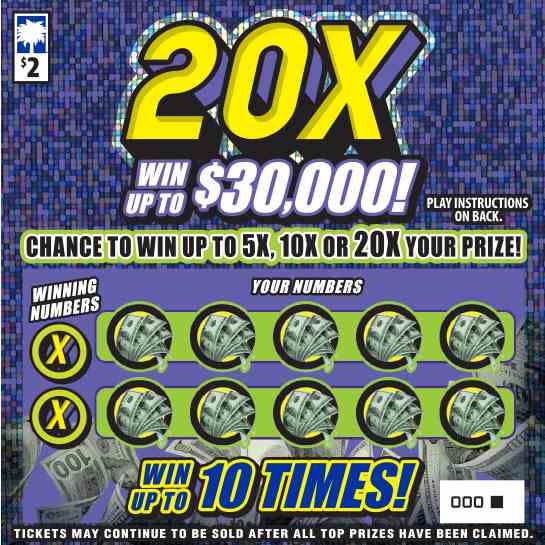 20X scratchcard - game number #1662 - front