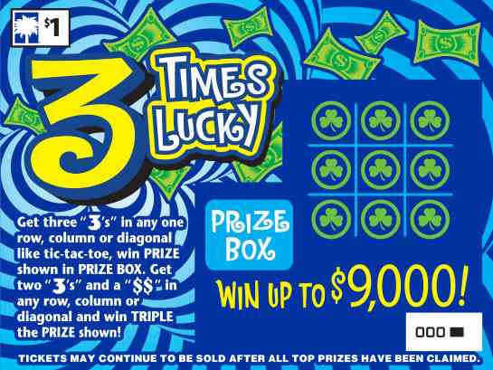 3 Times Lucky scratchcard - game number #1571 - front