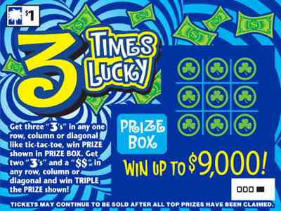 3 Times Lucky scratchcard - game number #1571 - front