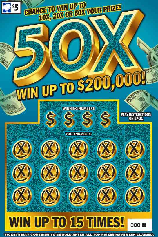 50X scratchcard - game number #1602 - front