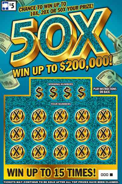 50X scratchcard - game number #1602 - front