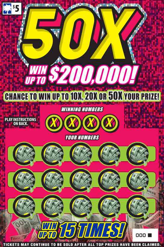 50X scratchcard - game number #1663 - front