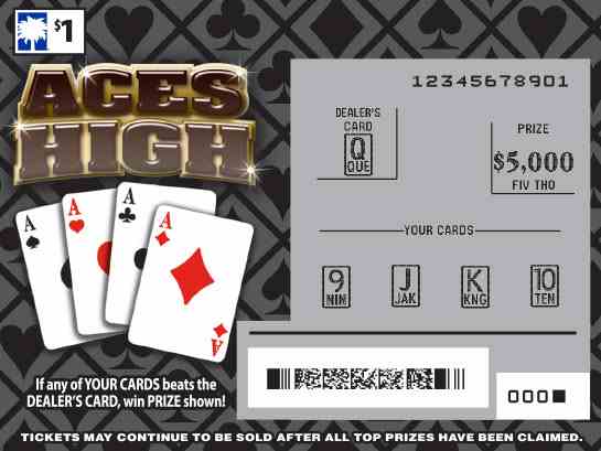 Aces High scratchcard - game number #1677 - front-scratched
