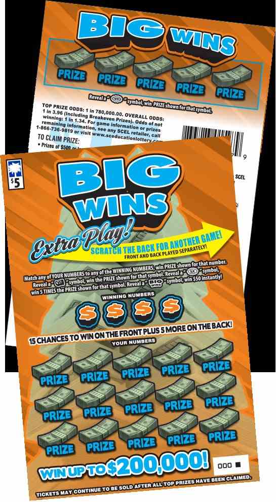 Big Wins Extra Play scratchcard - game number #1597 - front