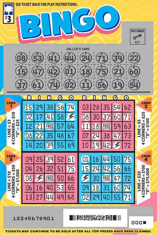 Bingo scratchcard - game number #1652 - front-scratched