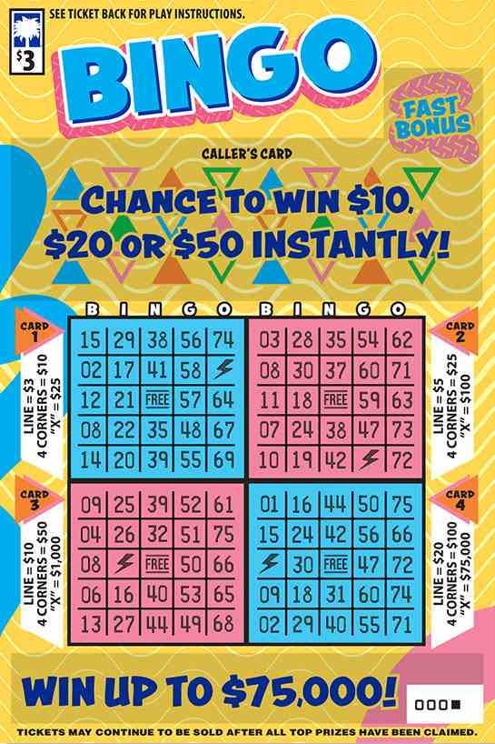 Bingo scratchcard - game number #1652 - front