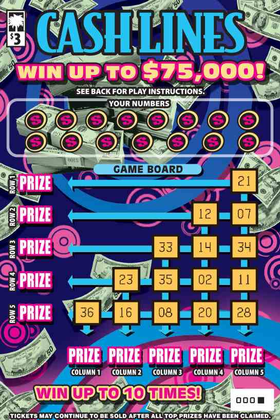 Cash Lines scratchcard - game number #1676 - front