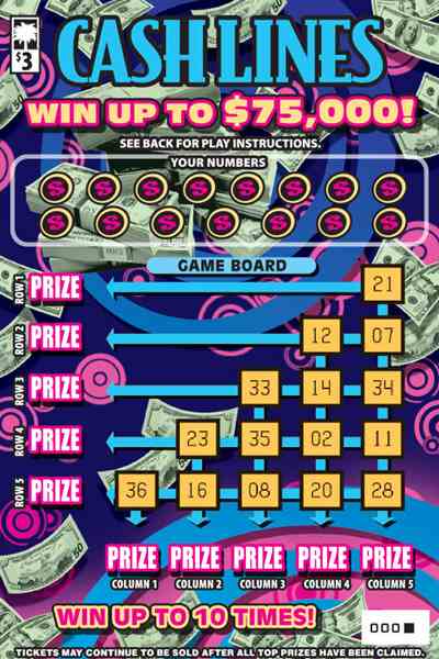 Cash Lines scratchcard - game number #1676 - front