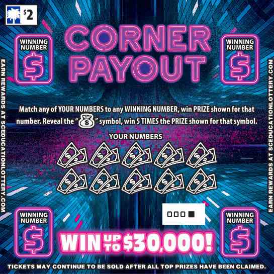 Corner Payout scratchcard - game number #1620 - front
