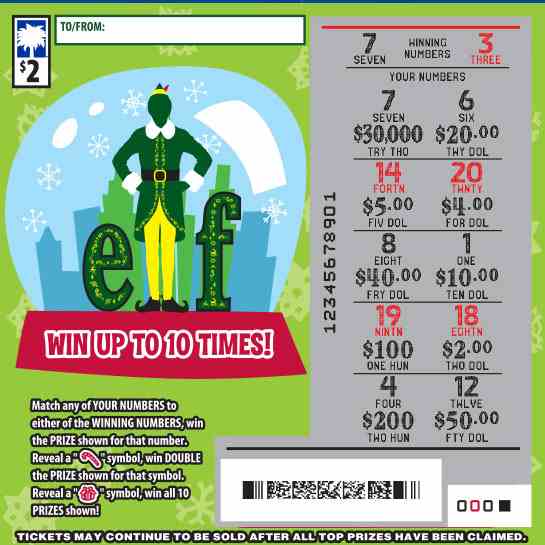 Elf scratchcard - game number #1643 - front-scratched