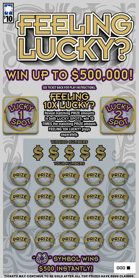 Feeling Lucky? scratchcard - game number #1621 - front