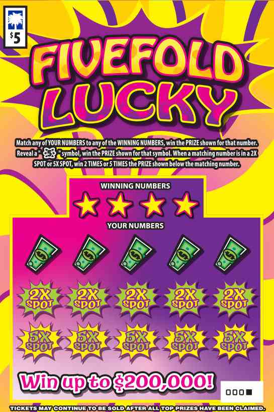 Fivefold Lucky scratchcard - game number #1679 - front