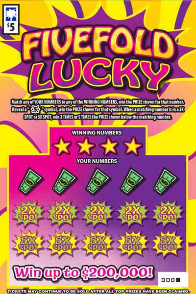 Fivefold Lucky scratchcard - game number #1679 - front