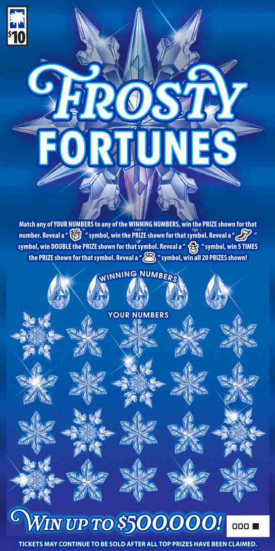 Frosty Fortunes scratchcard - game number #1645 - front
