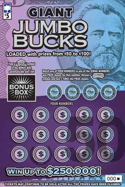 Giant Jumbo Bucks scratchcard - game number #1699 - front
