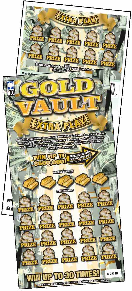 Gold Vault Extra Play scratchcard - game number #1674 - front
