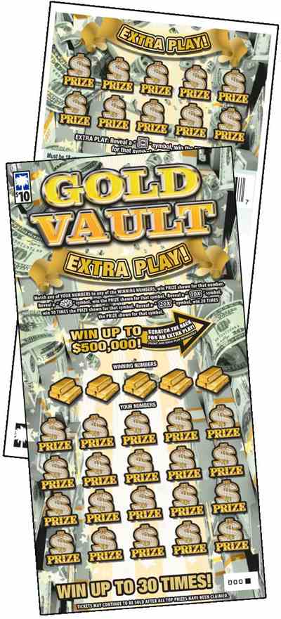 Gold Vault Extra Play scratchcard - game number #1674 - front