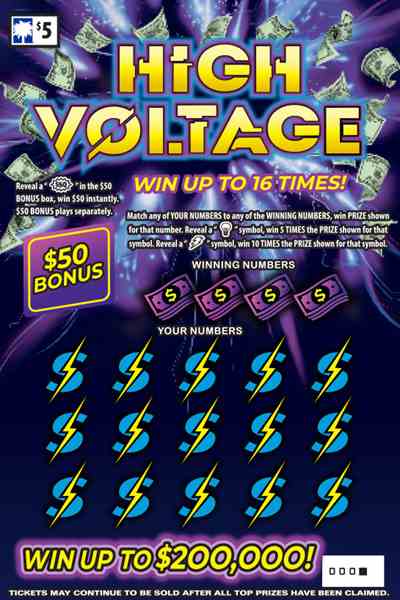 High Voltage scratchcard - game number #1694 - front