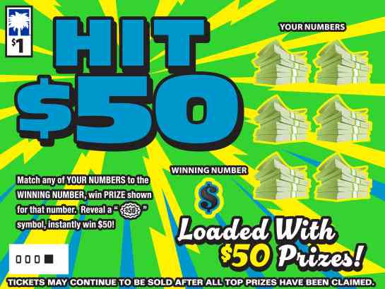 Hit $50 scratchcard - game number #1685 - front
