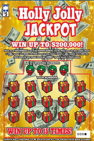 Holly Jolly Jackpot scratchcard - game number #1644 - front