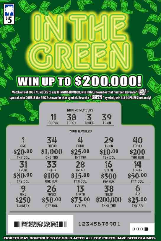 In The Green scratchcard - game number #1618 - front-scratched