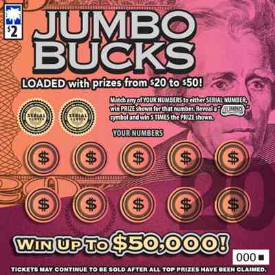 Jumbo Bucks scratchcard - game number #1626 - front