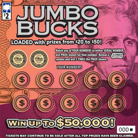 Jumbo Bucks scratchcard - game number #1682 - front