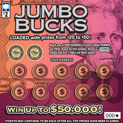 Jumbo Bucks scratchcard - game number #1682 - front