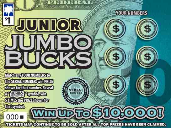 Junior Jumbo Bucks scratchcard - game number #1612 - front