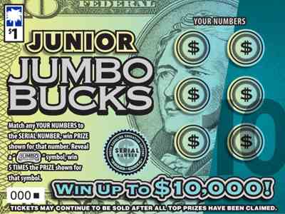 Junior Jumbo Bucks scratchcard - game number #1666 - front