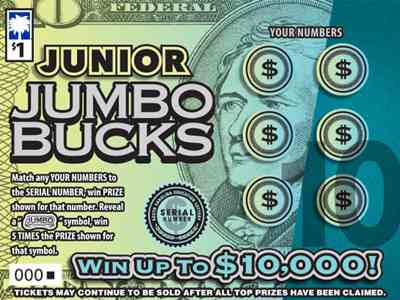 Junior Jumbo Bucks scratchcard - game number #1687 - front