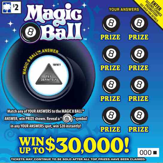 Magic 8 Ball scratchcard - game number #1607 - front