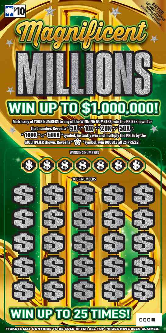 Magnificent Millions scratchcard - game number #1596 - front