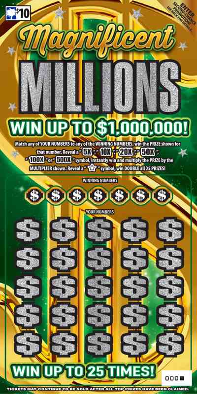 Magnificent Millions scratchcard - game number #1596 - front