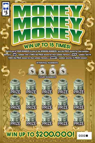 Money Money Money scratchcard - game number #1608 - front