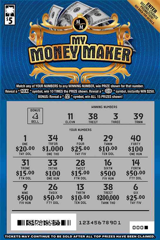 My Money Maker scratchcard - game number #1637 - front-scratched