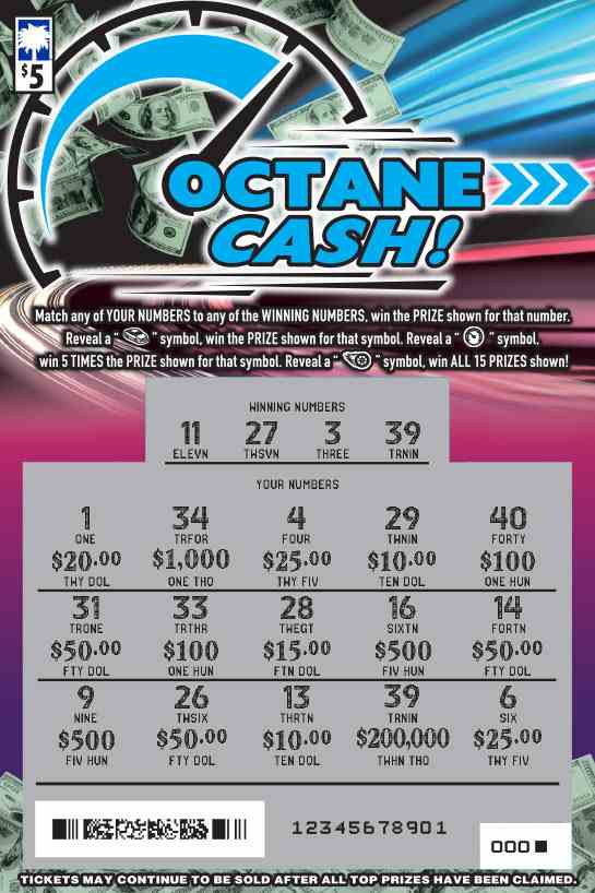 Octane Cash scratchcard - game number #1582 - front-scratched