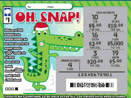 Oh, Snap! scratchcard - game number #1642 - front-scratched
