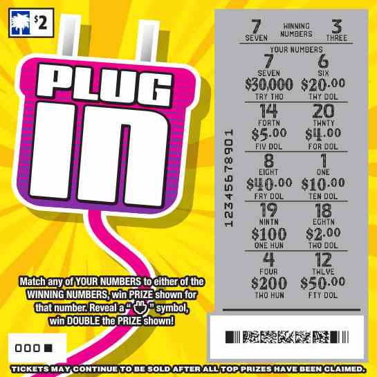 Plug In scratchcard - game number #1617 - front-scratched