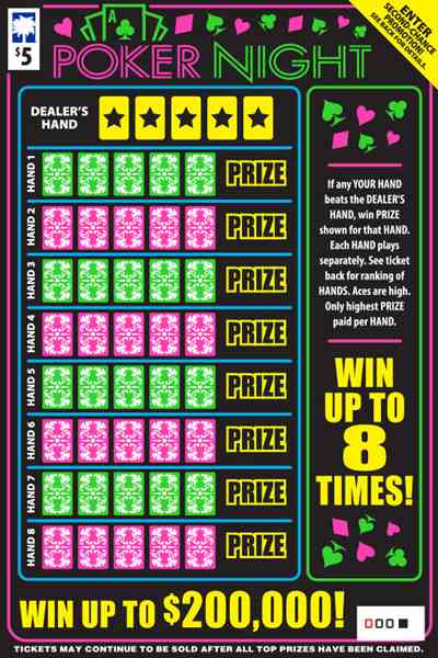 Poker Night scratchcard - game number #1595 - front