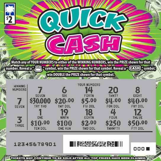 Quick Cash scratchcard - game number #1647 - front-scratched